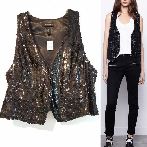 Lane Bryant Jackets & Blazers - 20 Lane Bryant Black Sequin Vest NWT